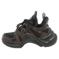 Louis Vuitton Black/Brown Canvas & Fabric Archlight High Top Sneakers Size 37.5