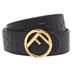 Cintura Fendi in pelle nera Zucca F is Fendi 90CM