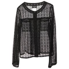 Chanel Black Floral Lace Buttoned Top S