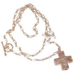 Goth 1980's Modernist Margaret Ellis Sterling Silver Cross Necklace
