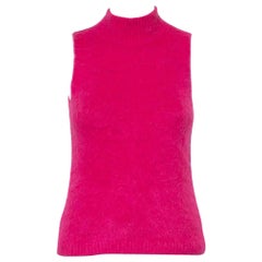 Versace Rosa Mohair Hochgeschlossenes Ärmelloses Tank Top M