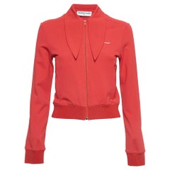 Balenciaga Red Logo Print Jersey Bomber Jacket M