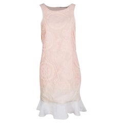 Ermanno Scervino Peach Ombre Embossed Jacquard Ruffled Bottom Sleeveless Dress M