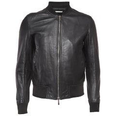 Dior Homme Black Leather Bomber Jacket M