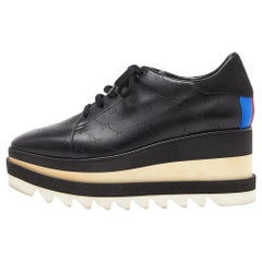 Stella McCartney Black Faux Leather & Suede Elyse Star Derby Sneakers Size 38