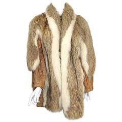 1990s Stunning Leather / Coyote Fringe Coat Jacket 11