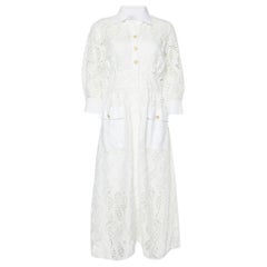 Sandro White Embroidered Lace Midi Dress L