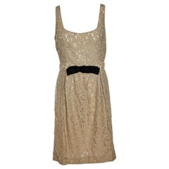 Moschino Cheap and Chic Cream Lace Bow Trim Sleeveless Midi Dress M