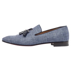 Christian Louboutin Blue Danim Dandelion Tassel Loafers Size 43