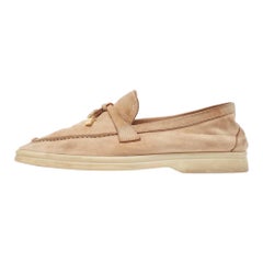 Loro Piana Beige Suede Summer Charms Walk Loafers Size 36