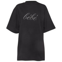 Balenciaga Black Bebe Embellished Cotton Crew Neck T-Shirt S