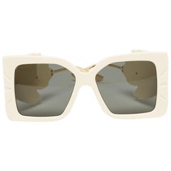 Gucci Cream/Gold GG0535S Leaf Motif Oversized Sunglasses
