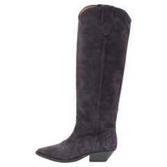 Isabel Marant Blue Suede Midcalf Boots Size 38