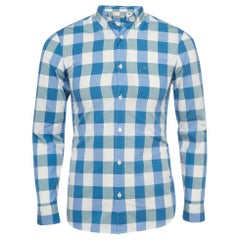 Burberry Brit Blue Checked Cotton Button Down Collar Shirt XS