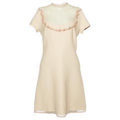 Miu Miu Beige Mini Abito in Crepe Impreziosito M
