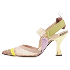 Fendi Multicolor Mesh Colibri Slingback Pumps Size 39