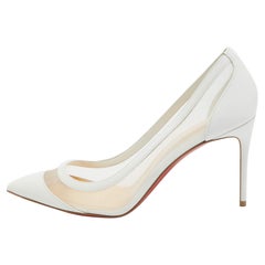 Christian Louboutin White Leather and Mesh Galativi Pumps Size 39.5