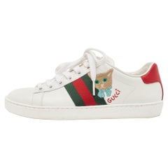 Gucci White Leather Ace Web Sneakers Size 34