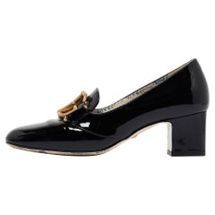 Gucci Black Patent Leather GG Marmont Pumps Size 36.5
