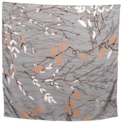 Brunello Cucinelli Grey Printed Silk Scarf