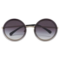 Chanel Black/Gold Gradient 4245 Chain Round Sunglasses