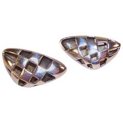 Vintage 1987 Angela Cummings Modernist Checkerboard Sterling Silver Earrings