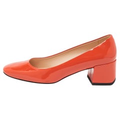 Tod's escarpins à talons blocs en cuir verni orange, taille 38,5