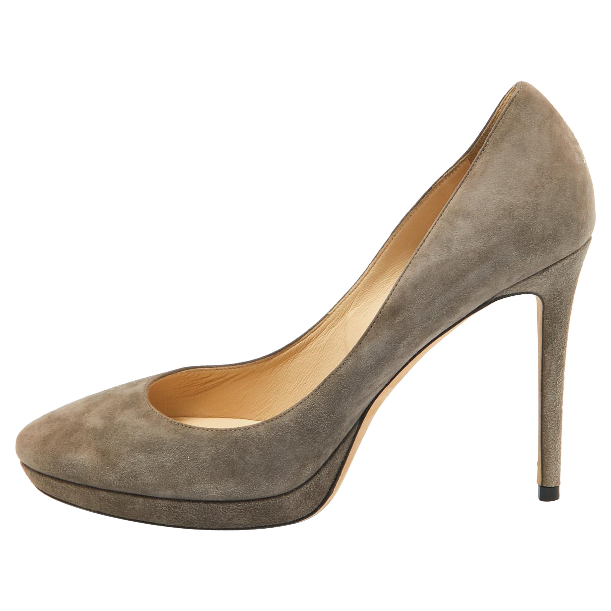 Jimmy Choo escarpins à bout pointu en daim gris cosmic, taille 39