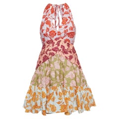 Zimmermann Multicolor Floral Printed Linen Lovestruck V-Neck Mini Dress M