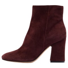Gianvito Rossi Pflaumenfarbene Wildleder-Stiefeletten zum Rollen Größe 36,5