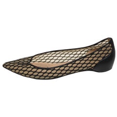 Christian Louboutin Black Leather and Mesh Miss Mix Ballet Flats Size 39