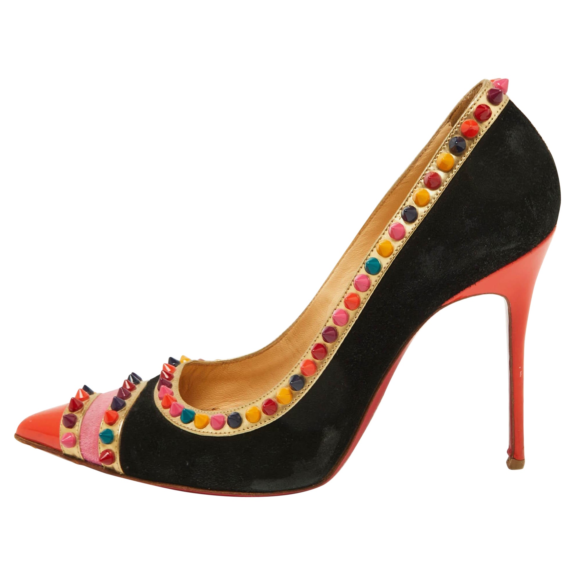 Christian Louboutin Mehrfarbiger Malabar Hill Spike aus Wildleder und Leder, Malabar  Pumps Größe 38 im Angebot
