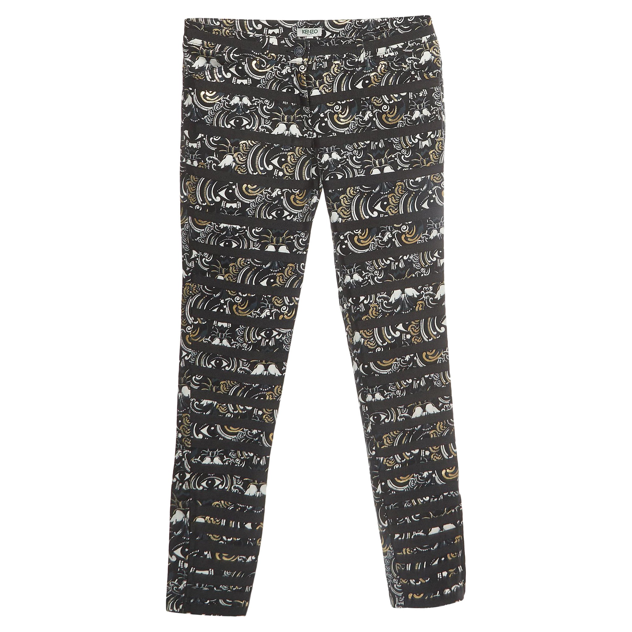 Kenzo Pantalon à rayures en gabardine imprimé 'The Eye' noir M