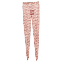 Valentino Red Logo Patterned Semi-Sheer Stretch Tulle Tights S.I.M.