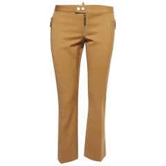 Dsquared2 Pantaloni in gabardina marrone con dettaglio zip M