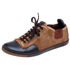 Louis Vuitton Brown/Beige Suede And Leather Slalom Sneakers Size 41.5