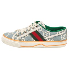 Gucci Blue GG Canvas Tennis  Low Top Sneakers Size 39