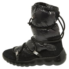 Moncler, stivaletti neri in tessuto e pelle scamosciata Up&Up taglia 40