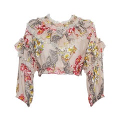 Philosophy Di Lorenzo Serafini Rosa Baumwolle mit Blumendruck  Gerafftes Crop-Top M