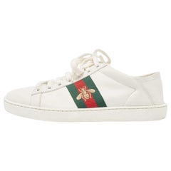 Gucci White Leather Web Ace Low Top Sneakers Size 37