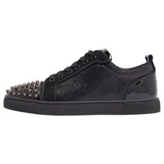 Christian Louboutin Black Lurex Louis Junior Spikes Orlato Sneakers Size 42