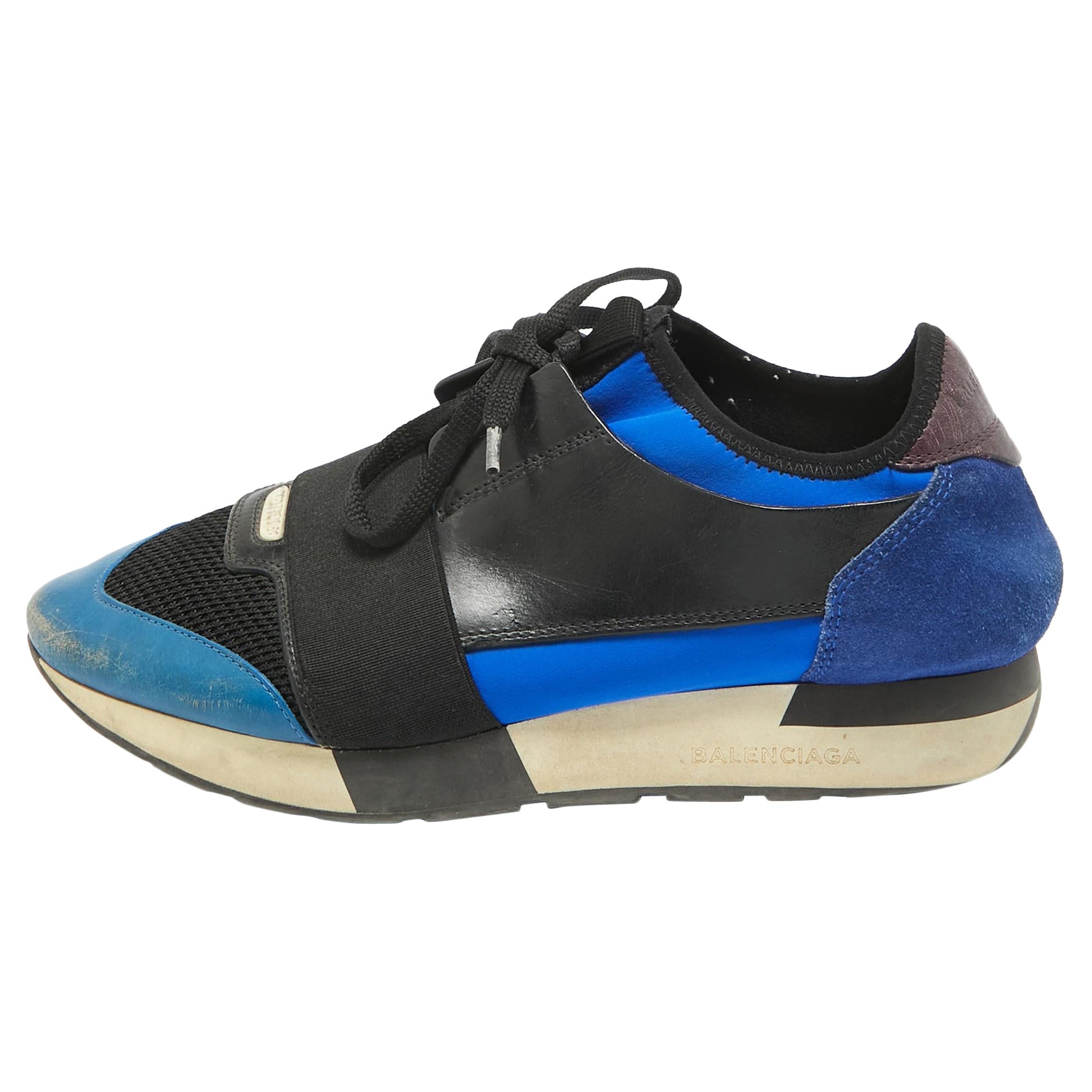 Balenciaga - Baskets de course en cuir et maille multicolores, taille 39