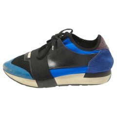 Balenciaga Multicolor Leather and Mesh Race Runner Sneakers Size 39