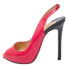 Christian Louboutin Pink Patent Leather Flo Slingback Pumps Size 35.5