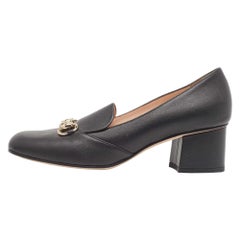 Gucci Black Leather Horsebit Loafer Pumps Size 38.5