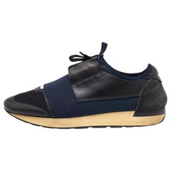 Balenciaga Zapatillas Race Runner Piel y Malla Azul Talla 42