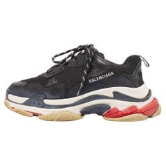 Balenciaga Black Nubuck and Mesh Triple S Sneakers Size 43