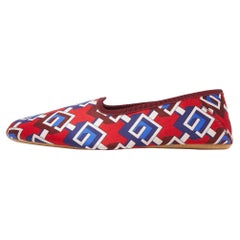 Gucci Multicolor Isometric G Print Satin Smoking Slippers Size 44