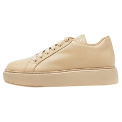Prada Beige Leather Low Top Sneakers Size 39