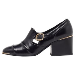 Balenciaga Black Leather Loafer Pumps Size 36